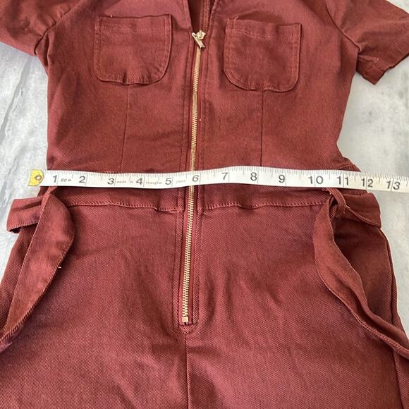 Haute Monde Brown Stretch Twill Romper Playsuit Utility
Size Small Zip Front - Picture 8 of 10